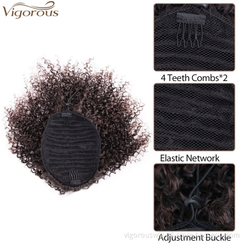 Vigorous Wholesale Price Afro Kinky Curly Hair Extension  Messy Curly Synthetic Short Drawstring Ponytail Hairpiece